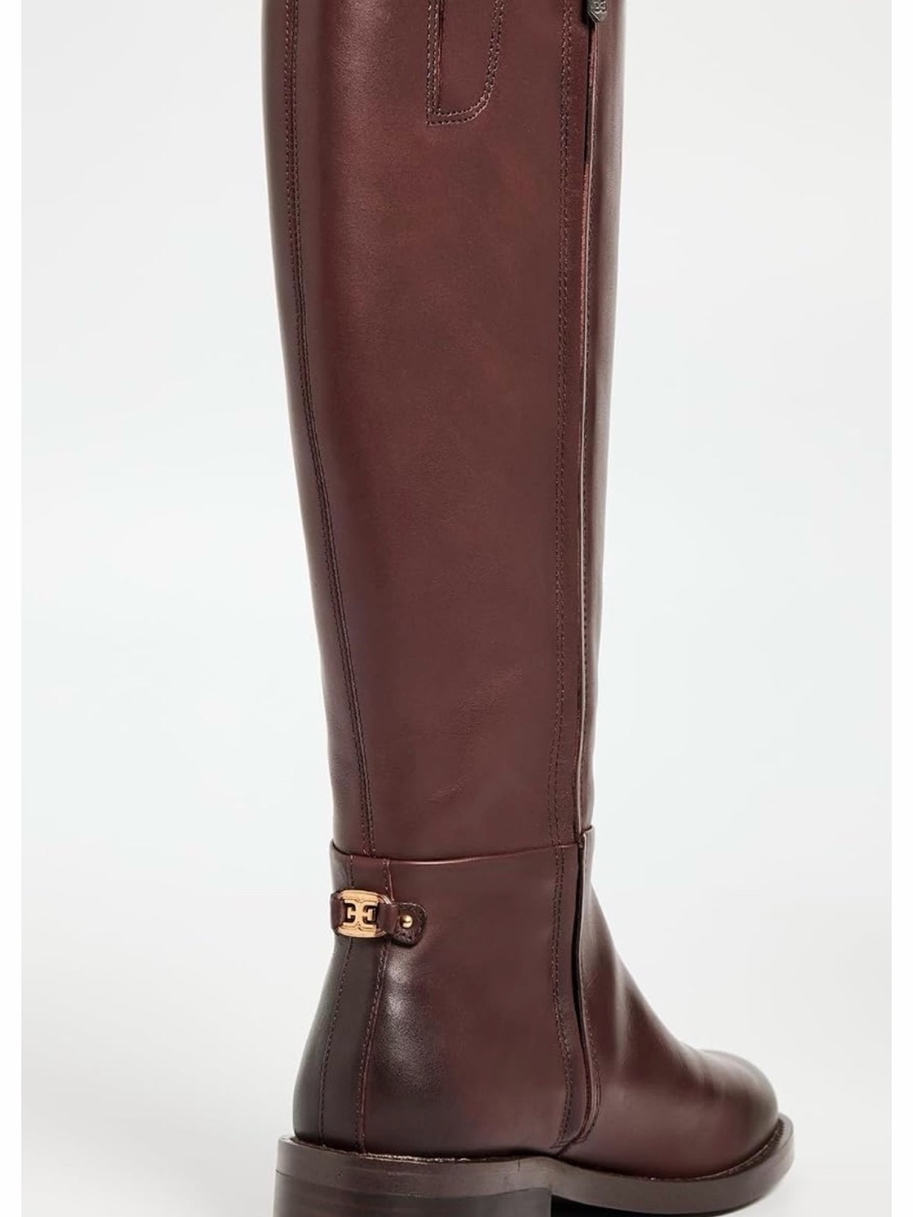 Sam Edelman Knee-High Leather Riding Boots in Spiced Pecan
